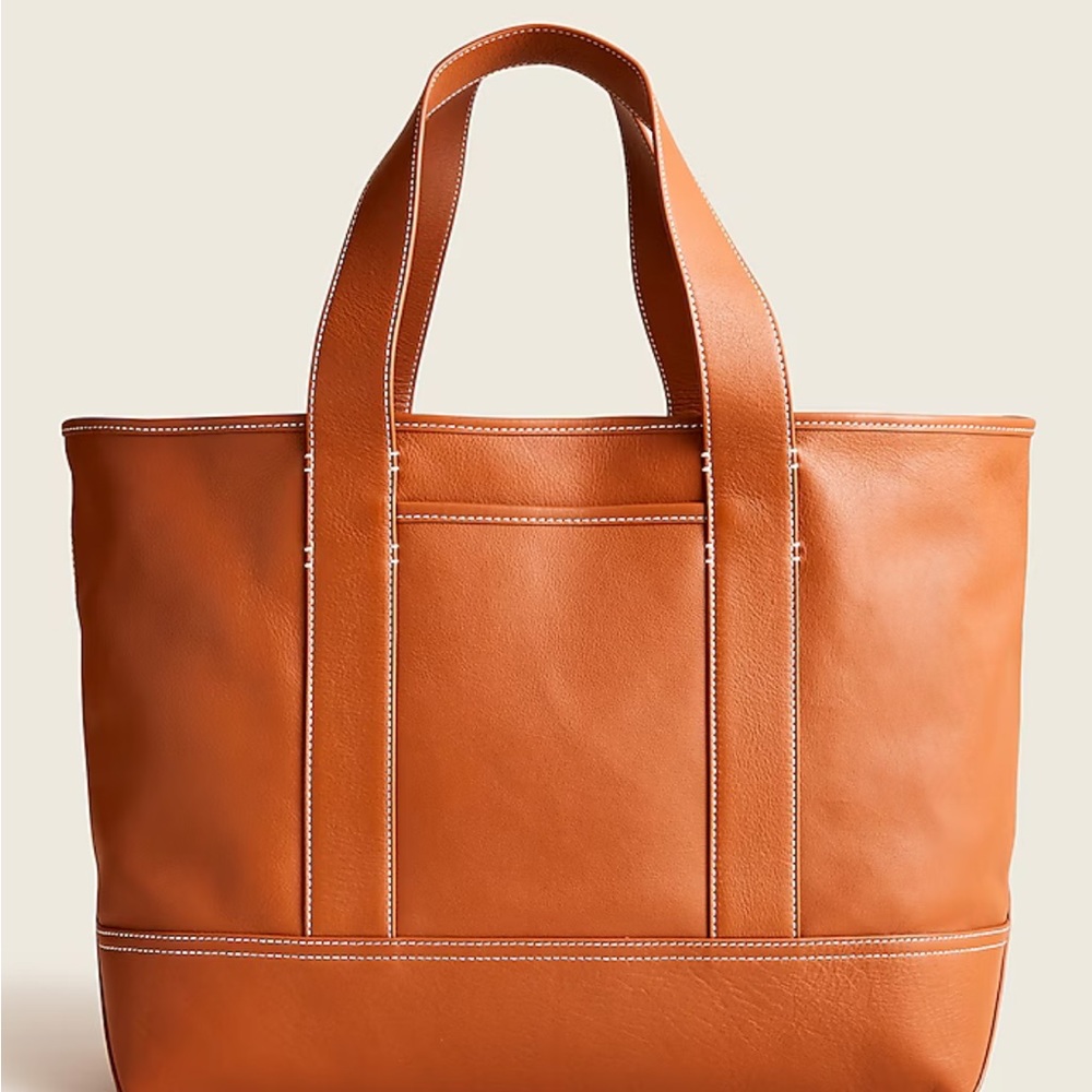 J Crew Medium Montauck Tote in Leather - Monogramed KNL